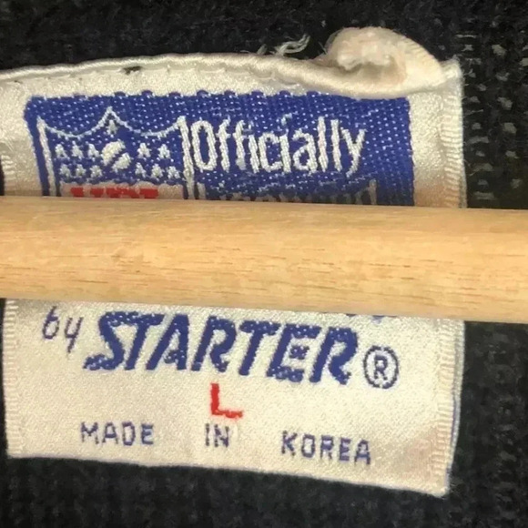 NFL Starter Men's Large Raiders V Neck Pullover Sweater Acrylic Black Gray READ - Picture 4 of 9